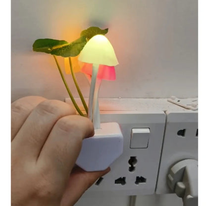 Colorful mushroom night light by I YAN with LED lights, EU and US plug, sensor, and 220V power, perfect for cozy rooms.