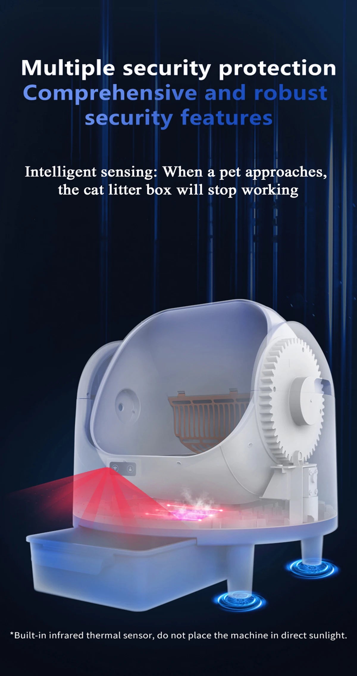 BOOTEELY Fully Automatic Cat Litter Box Oversized Anti-spatter Open Anti-odor Intelligent Electric Cleaning Cat Toilet