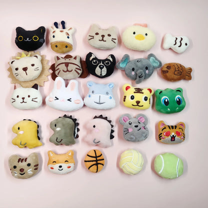I YAN pet plush cat toy set with catnip, mini chew toys, scented plush, and teeth grinding toys for kittens and cats.