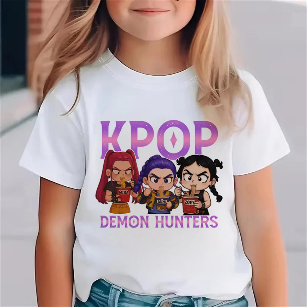 Fashion Movie Kids T-shirt KPop Demon Hunters  Funny Gift for Fans Tshirt K-Pop Demon Hunters Clothes Cool Girls Tee Top