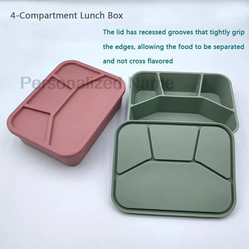 Silicone Bento Lunch Box | 4-Compartment Leakproof Food Container for Kids & Adults - I YAN