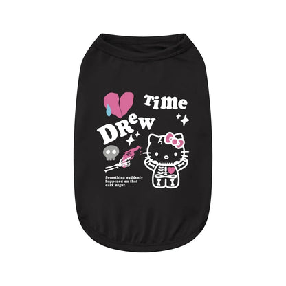 Sanrio Fashion Printed Pet Tank Top,Hello Kitty Drew Time Printed Pet Sleeveless T-shirt