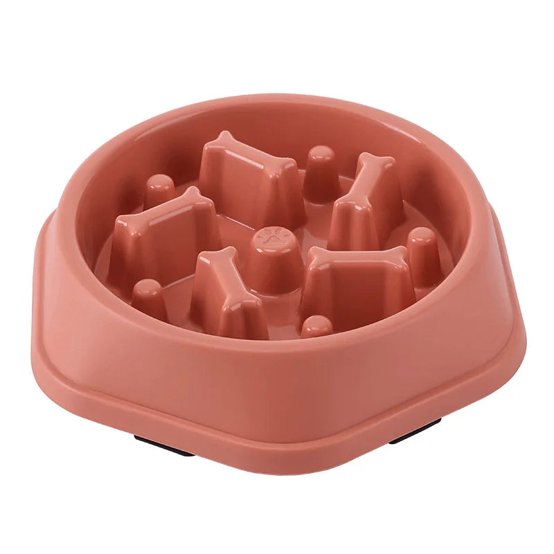 I YAN anti-choke slow feeder bowl for cats and dogs, featuring a textured surface to promote safe eating and prevent choking.