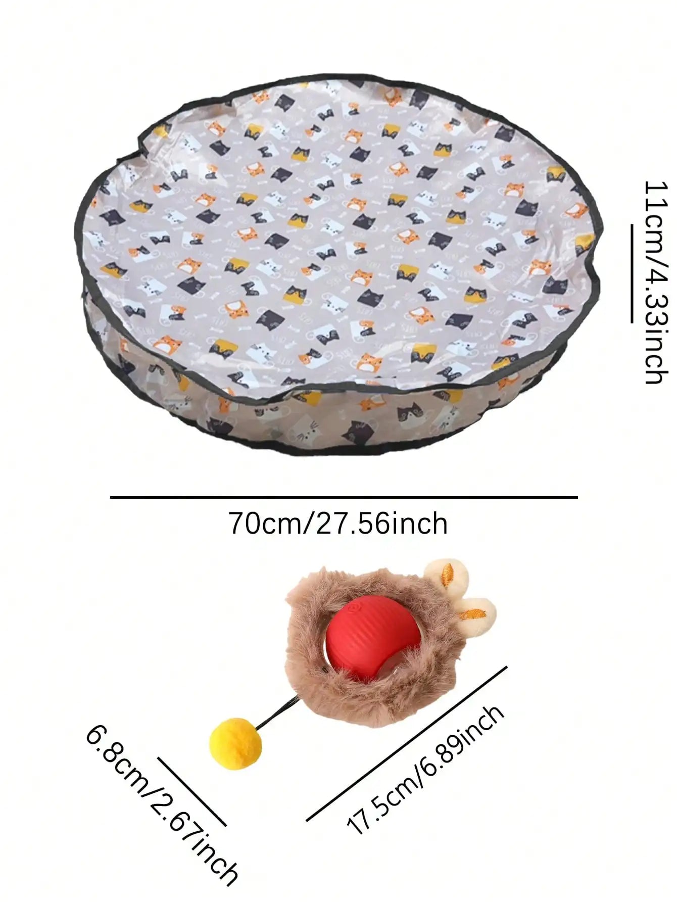 Electric Cat Hunting Toy Set – LED Ball, Tunnel Mat & Fluffy Balls, USB Rechargeable