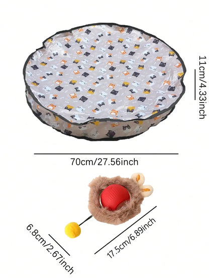 Electric Cat Hunting Toy Set – LED Ball, Tunnel Mat & Fluffy Balls, USB Rechargeable