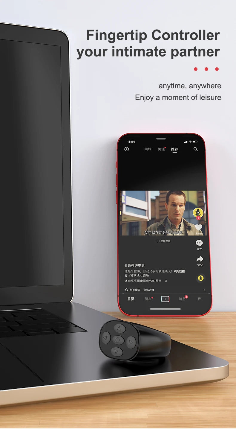 I YAN wireless Bluetooth selfie remote control ring for mobile phones, compatible with Xiaomi and Apple devices, used for Tiktok selfies.