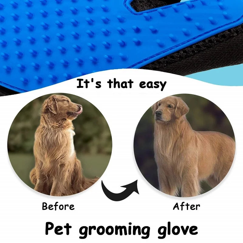 I YAN cat grooming glove with soft bristles for pet hair removal, deshedding, and massage for cats and dogs.