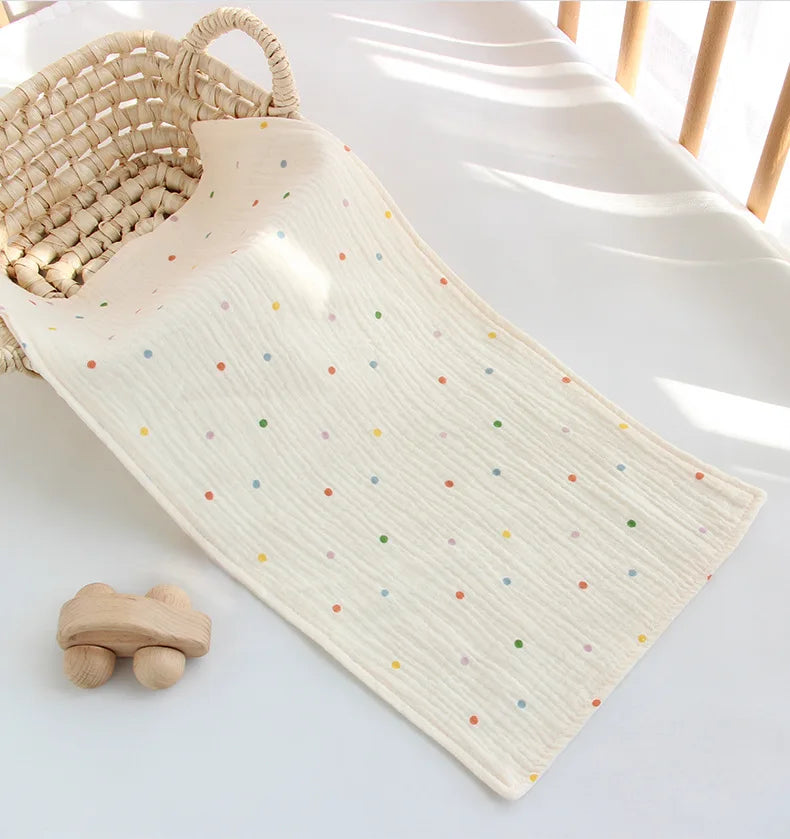 I YAN cotton muslin baby face towel and long burp cloth, soft infant drooling bib and washcloth for newborns and toddlers.
