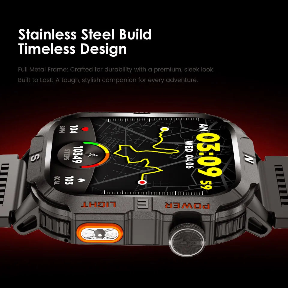 New Dual-Band Satellite GPS Smart Watch Men 2.01'' HD Screen Compass Military Flashlight Watches Waterproof Swim Smart Bracelet