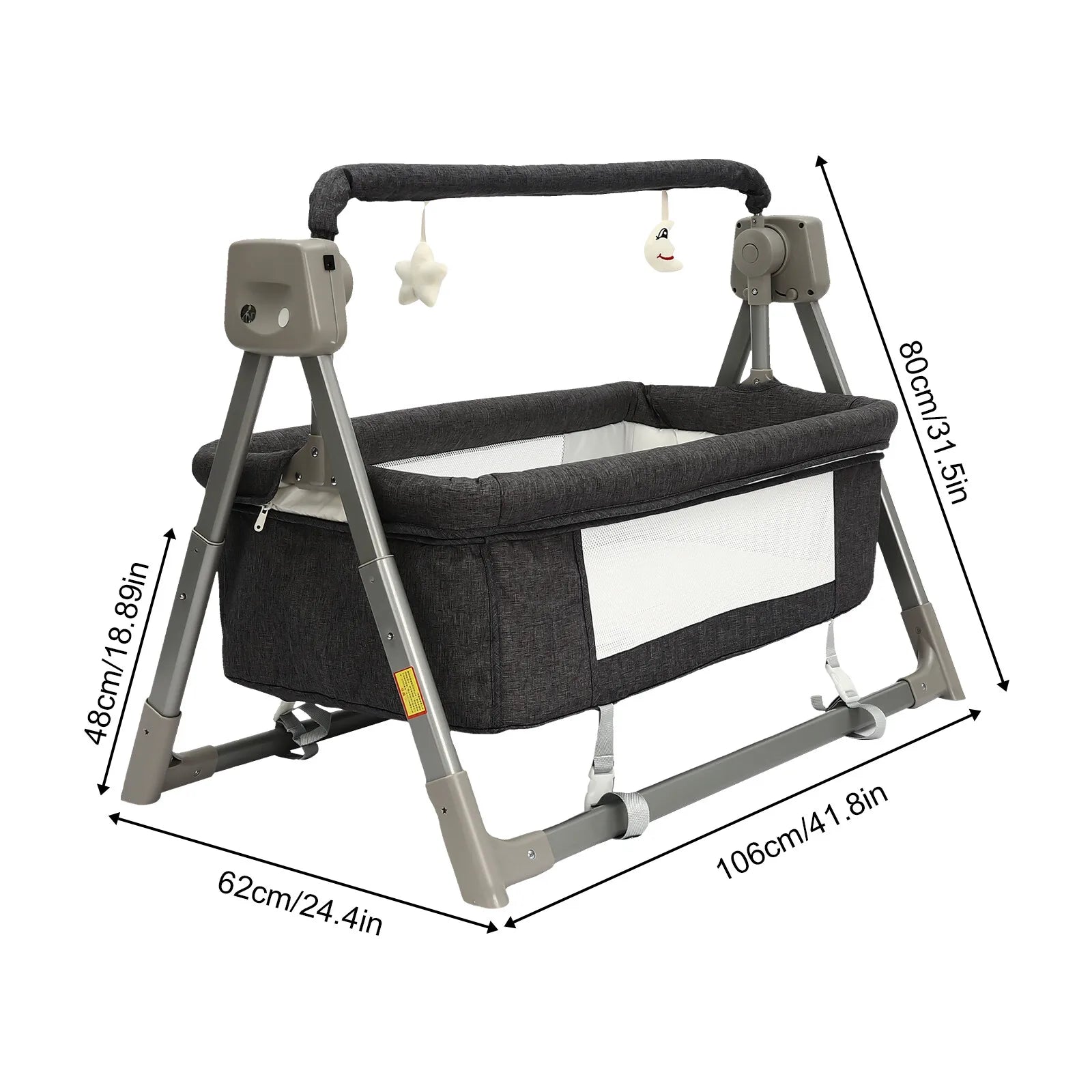 Portable I YAN electric baby swing cradle with Bluetooth, rocking bassinet for infants, compact and comfortable for soothing naps.