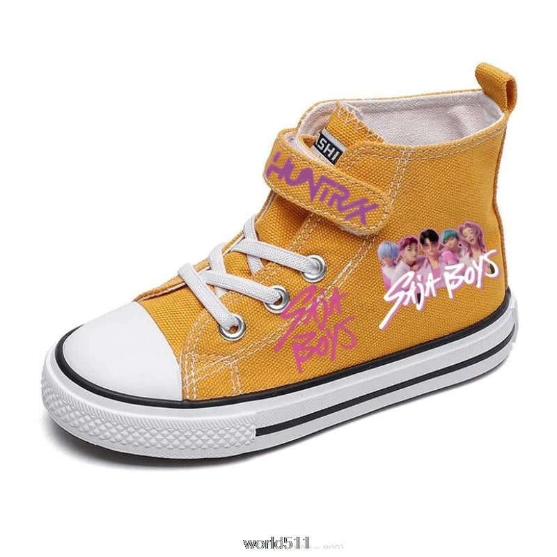 Children's Canvas Sneakers KPop Demon Hunters Fashion Student Shoes Boys Girls Outdoor Sport Shoes Sneakers Kids Casual Shoes