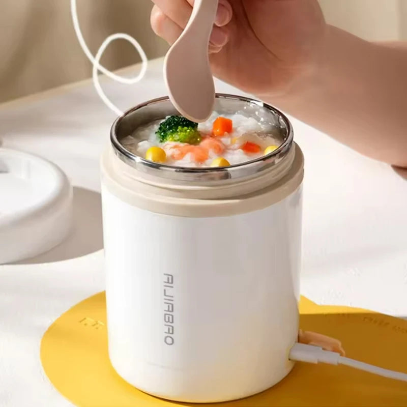 600ML Portable USB Electric Heating Lunch Box Stainless Steel Food Warmer for Picnic Milk Drink 5V 12V 24V Food Heater