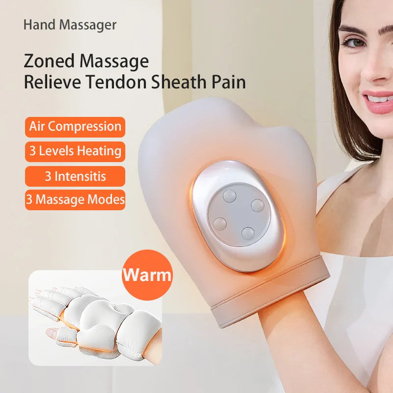 2025 New Electric Hand Massager Home Finger Joint Airbag Kneading Hot Compress Massage Artifact