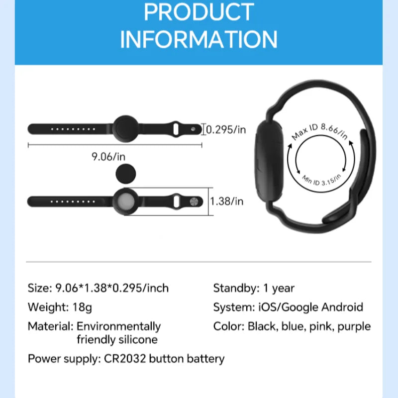 Children's GPS Tracker Wristband Waterproof Locator – Compatible with Xiaomi Huawei Android for Kids & Pets - I YAN