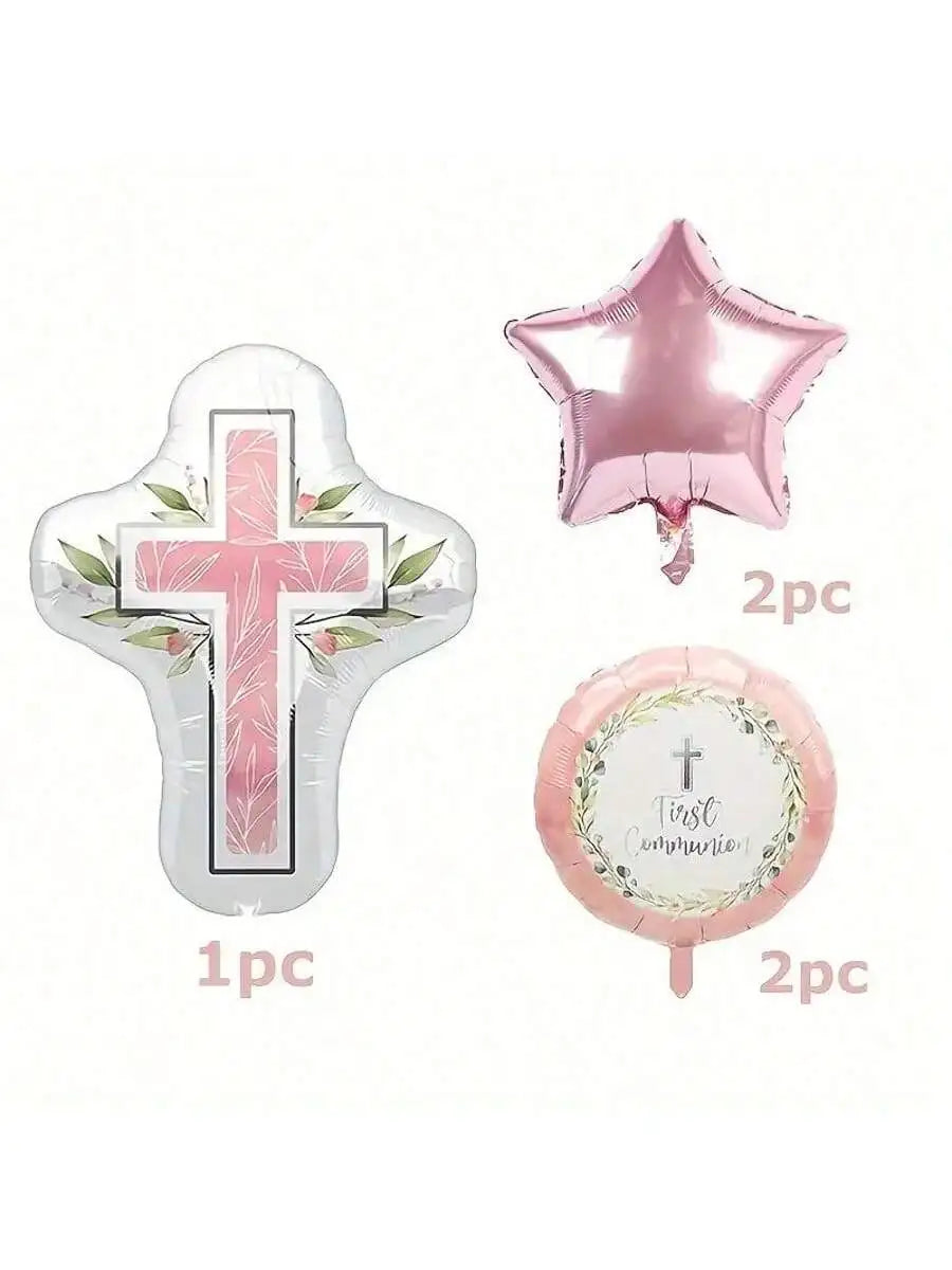 5pcs/7pcs Blue Pink Cross Dove Star First Communion First Communion Baptism Party Christening Confirmation Party Mi Bautizo
