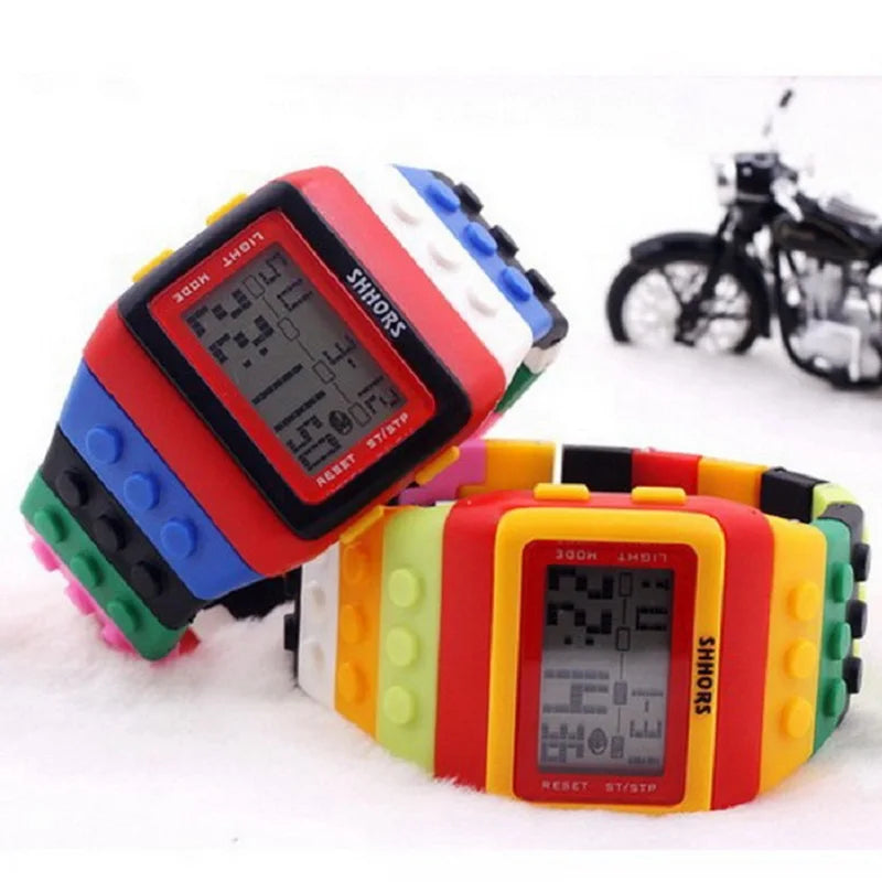 Kids Digital LED Watch Constructor Building Blocks Design – Colorful Sports Wristwatch Christmas New Year Gift - I YAN