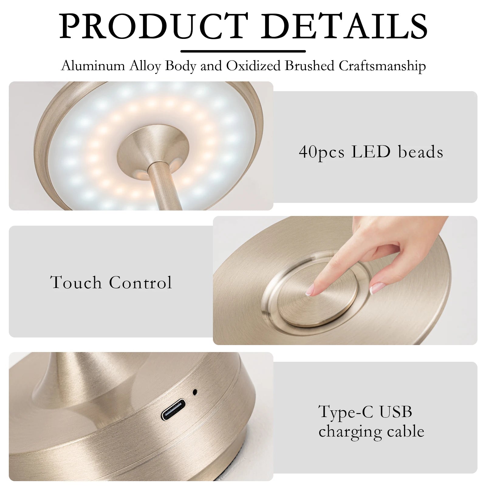 Rechargeable wireless LED table lamp by I YAN with touch sensor, ideal for bedroom, restaurant, hotel, or bar decor.