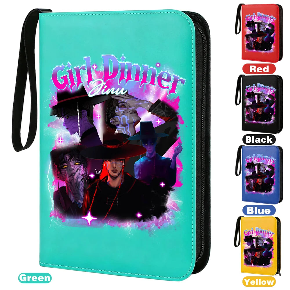 I YAN Demon Hunters card album binder with 400 pockets, zipper closure, made of PU leather, for storing collectible cards.