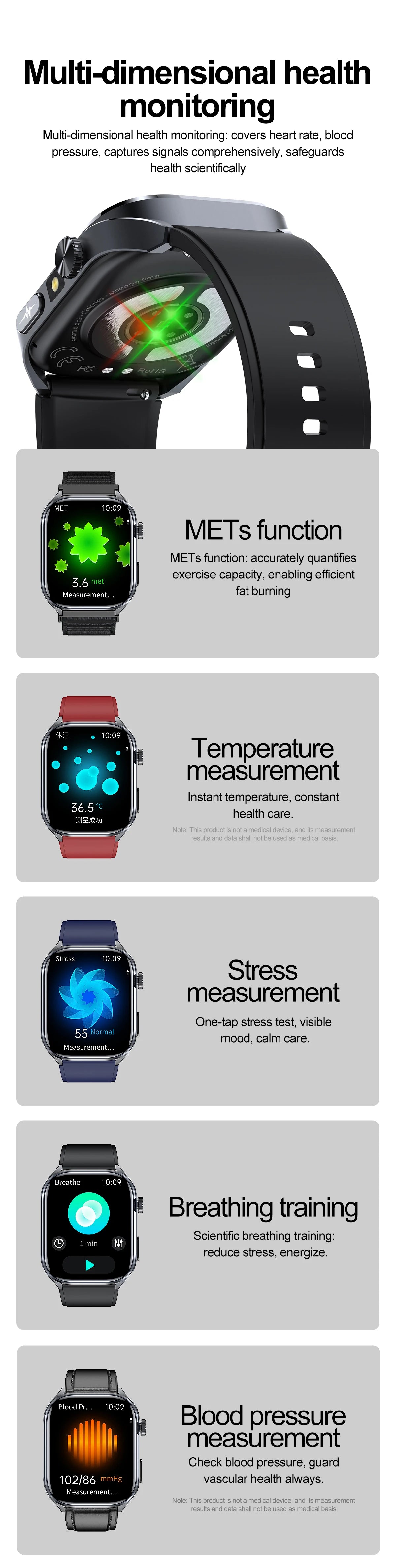 2025Nursing Level Uric Acid Blood lipids Smart Watch Men Blood Pressure ECG+PPG Clock Body Analysis Voice Call Health Smartwatch