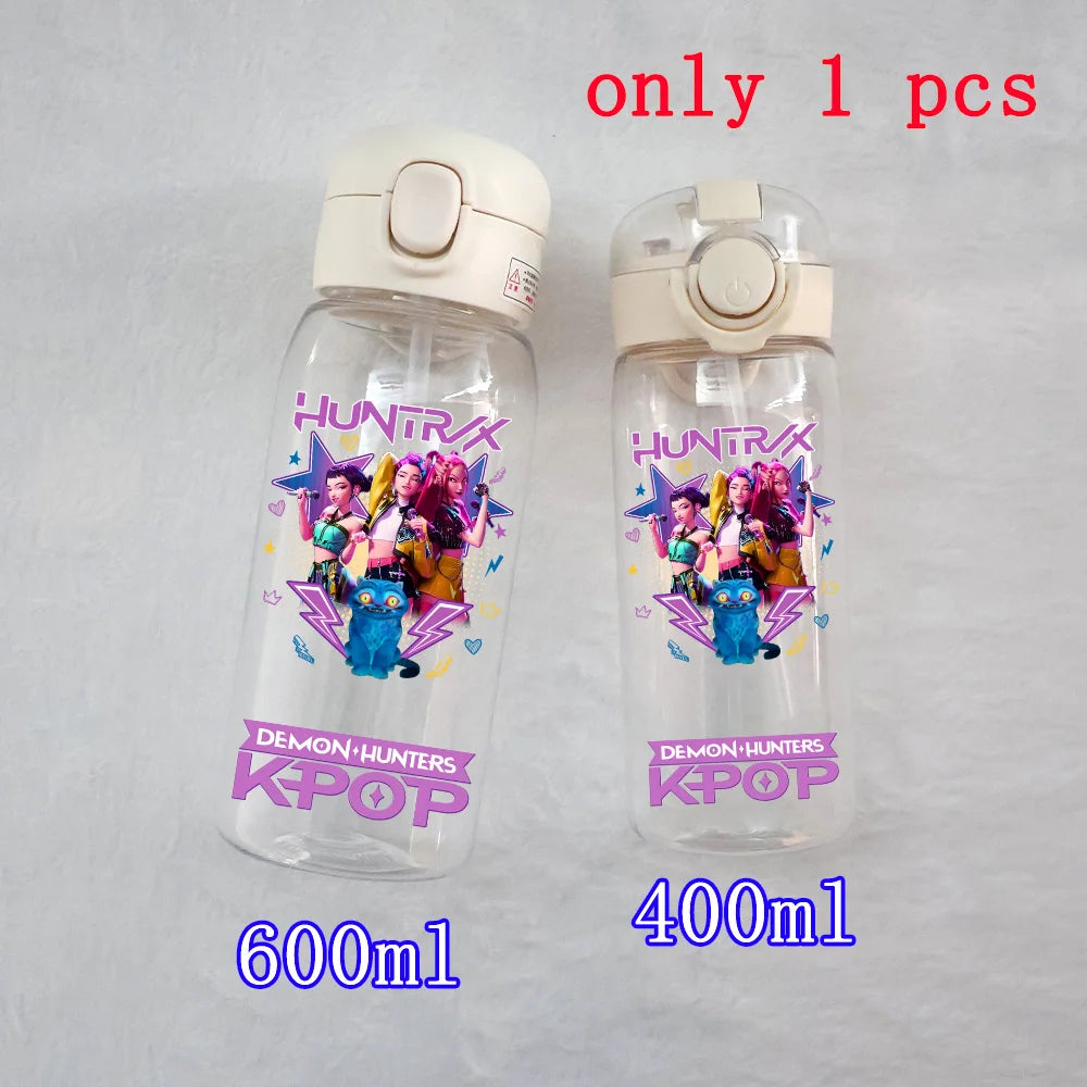 400ML-600ML Animated Movie K-Pop: Demon Hunters HUNTR/X Plastic Large Capacity Water Cup Bottle Gourde Drinking Bottle Gifts