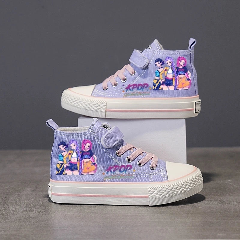 Children Casual Sneakers Girls' High-Top Canvas Shoes KPop New Student Running Kids basket Shoes Rumi Tennis Shoes