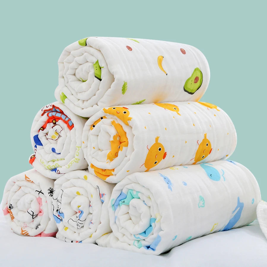 Baby Bath Towel Newborn Bathrobe 4-Layer Pure Cotton Gauze – Soft Swaddle Blanket & Washcloth for Boys & Girls - I YAN