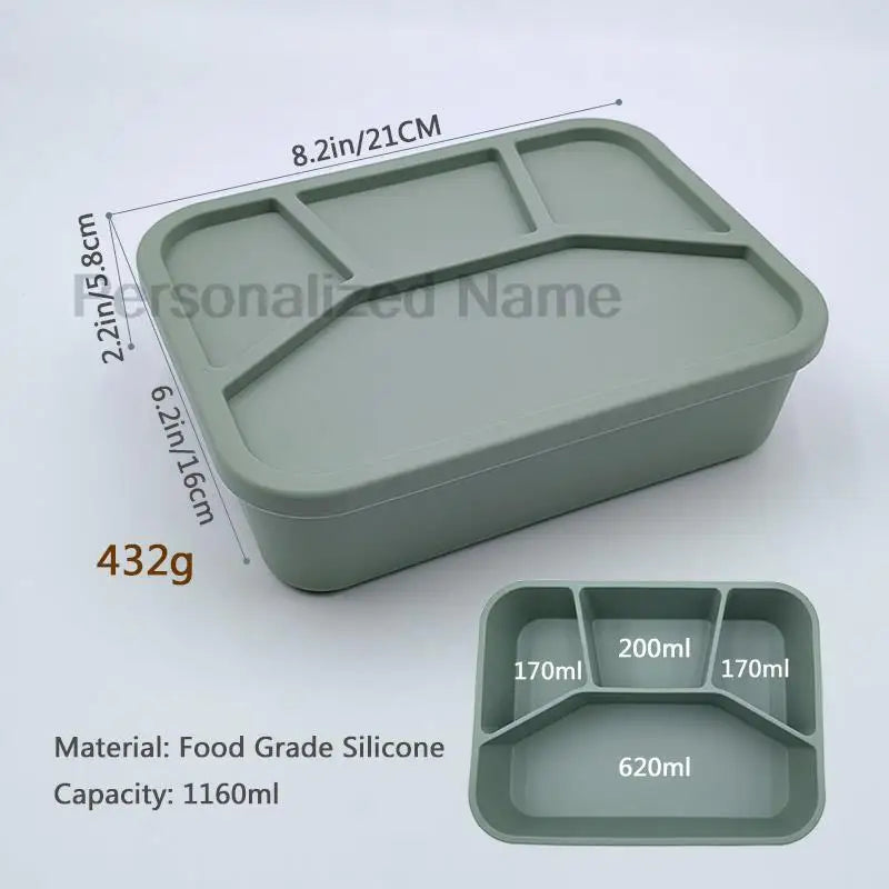Silicone Bento Lunch Box | 4-Compartment Leakproof Food Container for Kids & Adults - I YAN