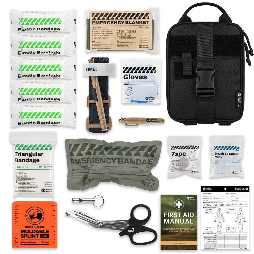 First Aid Survival Kit IFAK Pouch Supplied Camping Kit with 20 EMT Items For Emergency Outdoors