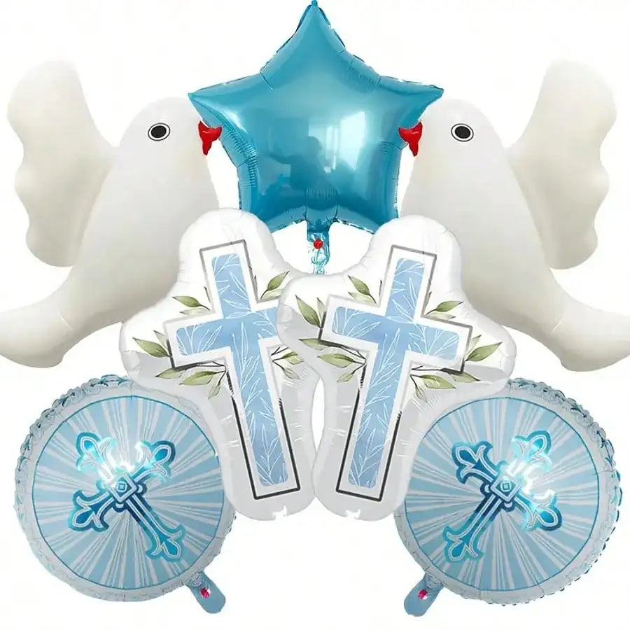 5pcs/7pcs Blue Pink Cross Dove Star First Communion First Communion Baptism Party Christening Confirmation Party Mi Bautizo