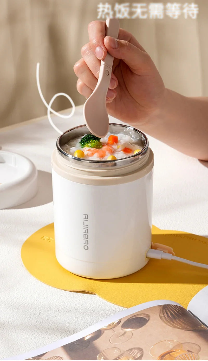 600ML Portable USB Electric Heating Lunch Box Stainless Steel Food Warmer for Picnic Milk Drink 5V 12V 24V Food Heater