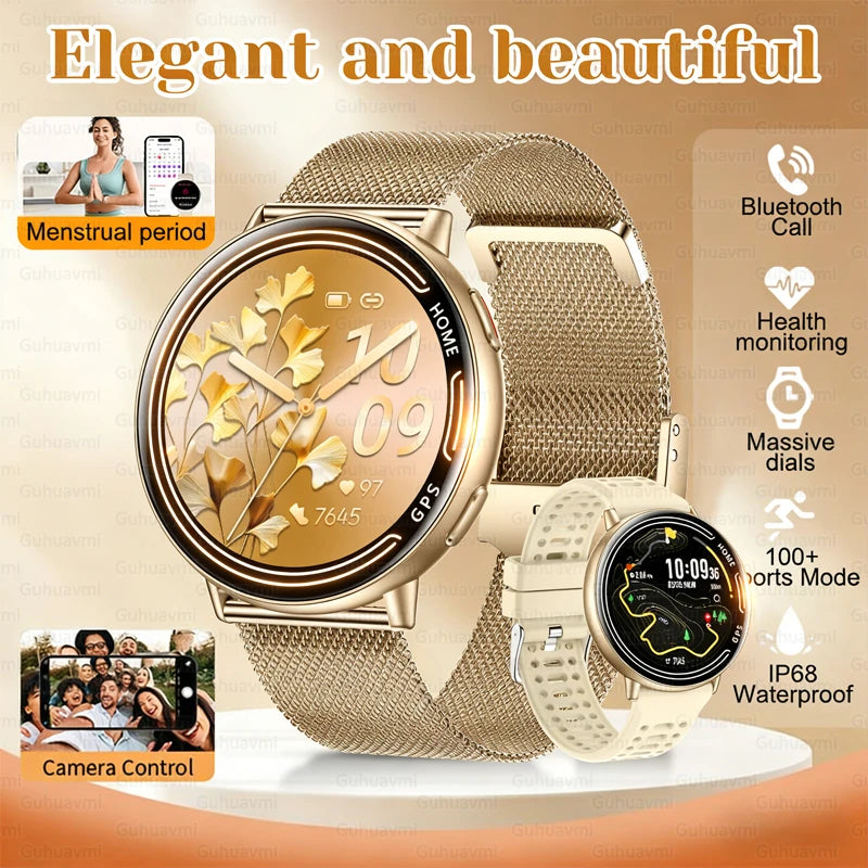 Elegant Women Smartwatch 2026 New 1.39'' AMOLED Screen Bluetooth Call Heart Rate Women's Health IP68 Waterproof Fashion Watches