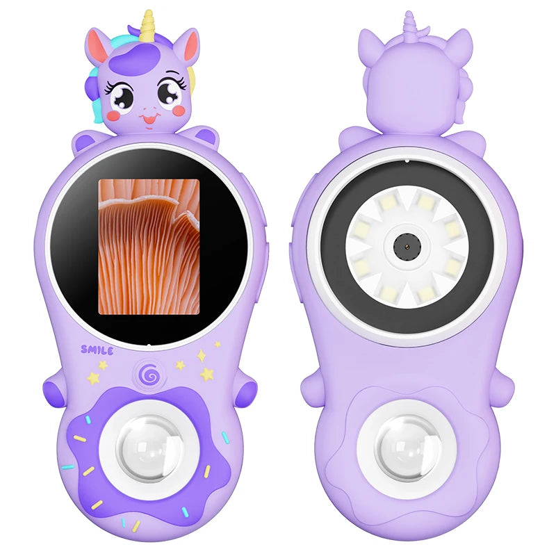 Mini Kids Optical Microscope 500x Magnification 200MP Camera Lens with Photo And Video Function Silicone Cover  Children's Gift