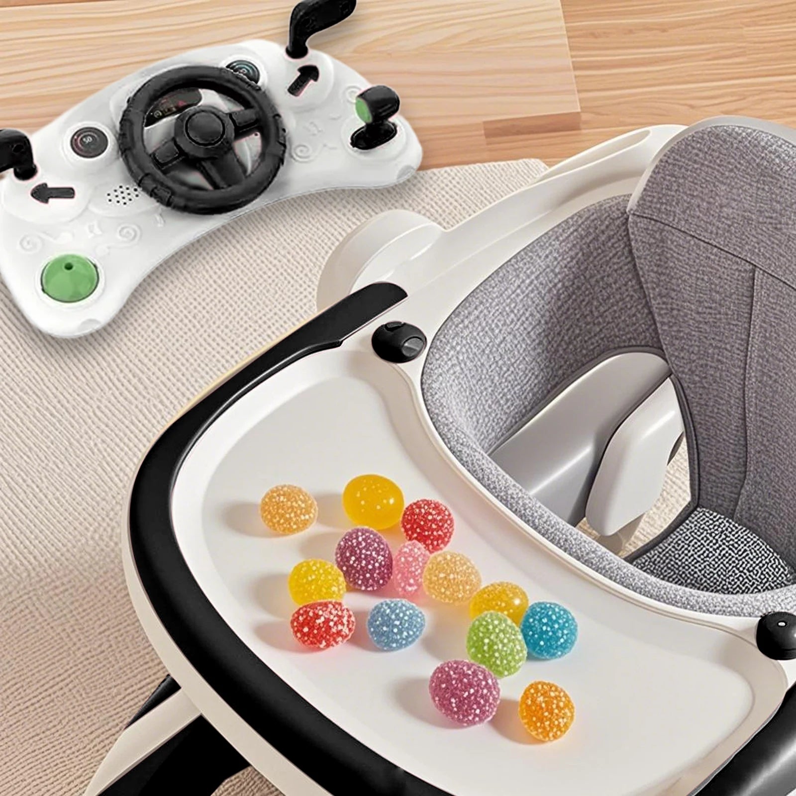 I YAN 5-in-1 baby infant walker with learning toy, anti-rollover design, multifunctional, suitable for infants, no battery needed.