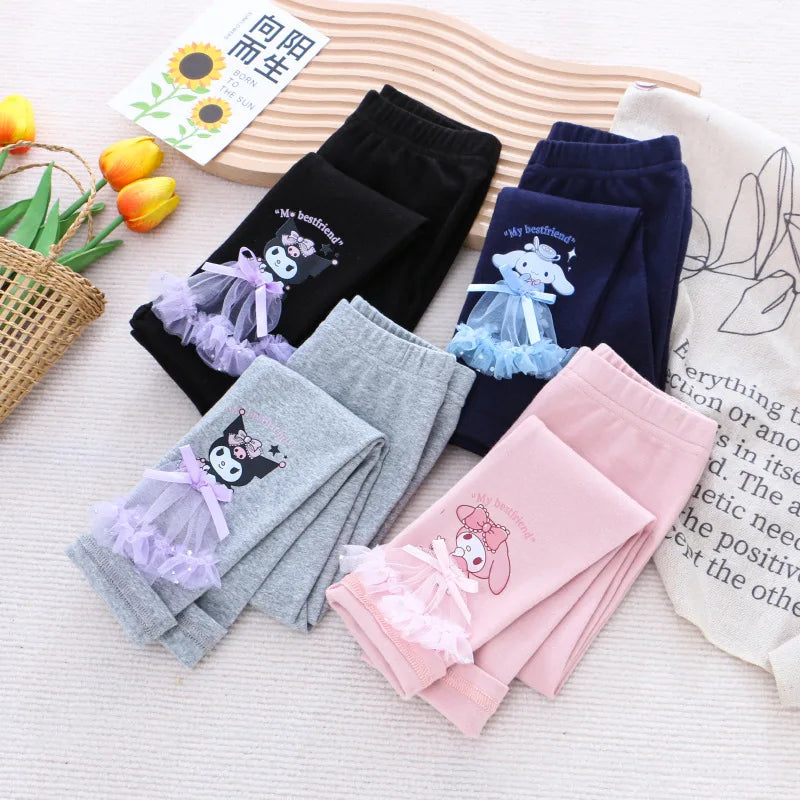 Spring Girls Leggings Cotton Trousers Kids Pants Girls Pants Skinny Print Cartoon Pattern Children Leggings Trousers