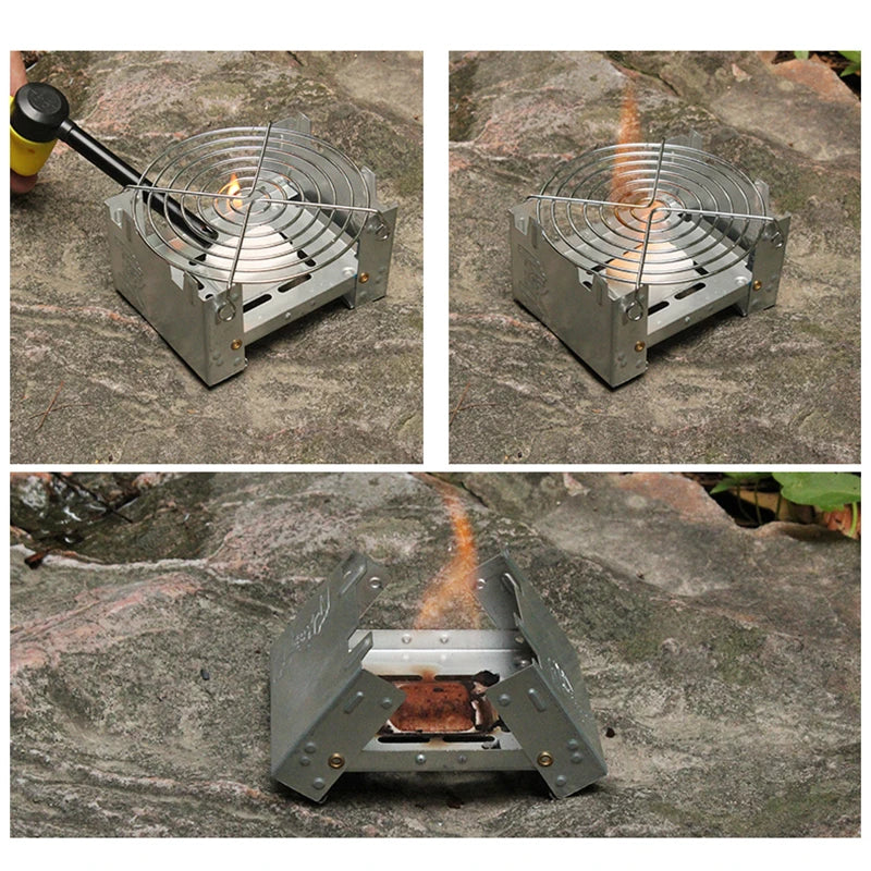 1set Camping Solid Fuel Alcohols Stove Portable Foldable Alcohol Burner Camping Equipment Hiking Picnic Cooking Supplies고체연료