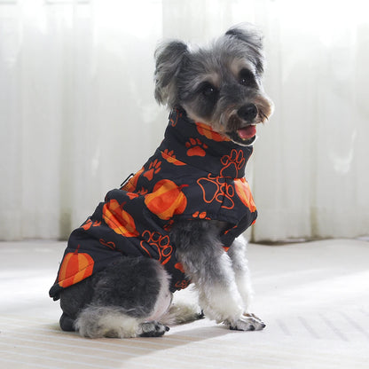 Halloween Dog Jacket Coat Autumn Winter Puppy Clothes For Small Medium Dogs Cat Funny Pumpkin Print Pet Cosplay Costume Yorkie
