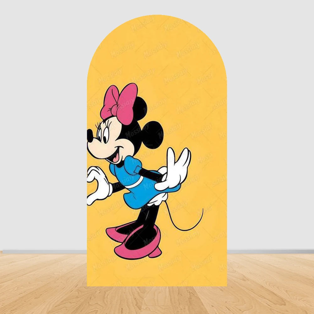 Pink Minnie Arch Background Cover Custom Dot Bow Minnie Photography Backdrop Girl Birthday Party Decoration Portrait Photo Props