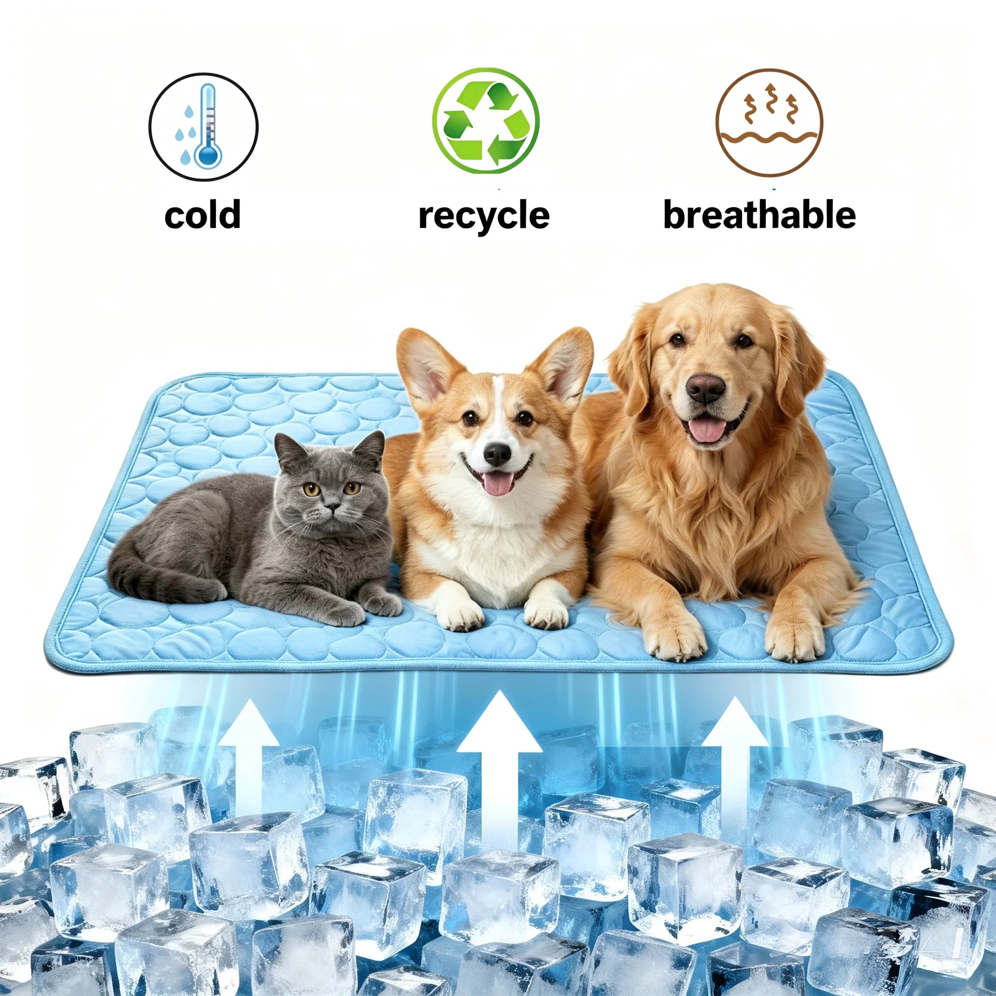 Pet Summer Cooling Mat Water Absorption Portable Cooling Gel Sleeping Pad Universal For Dog Bed Car Crate Outdoor Scratch-resistant Easy Clean