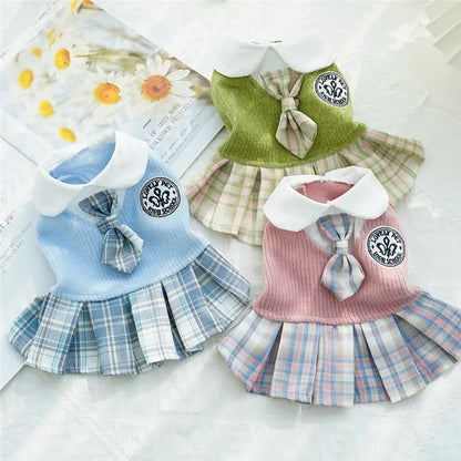 College Style Plaid Dog Dress – Cute Skirt for Small Dogs & Cats