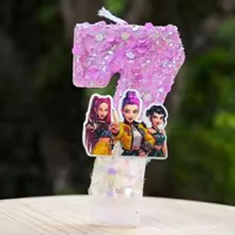 Hot Cute Girl Group Hunter's Digital Candle Numbers 0-9 Kids Birthday Cake Decoration Cartoon Party Supplies Accessory