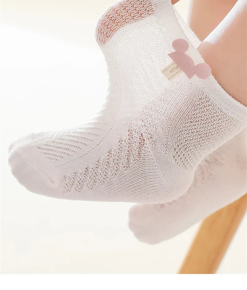 4Pairs/Lot Summer Baby Mesh Thin Socks Cartoon Soft Cotton Newborn Sock Princess Infant Toddler Girls Cute Breathable Socks