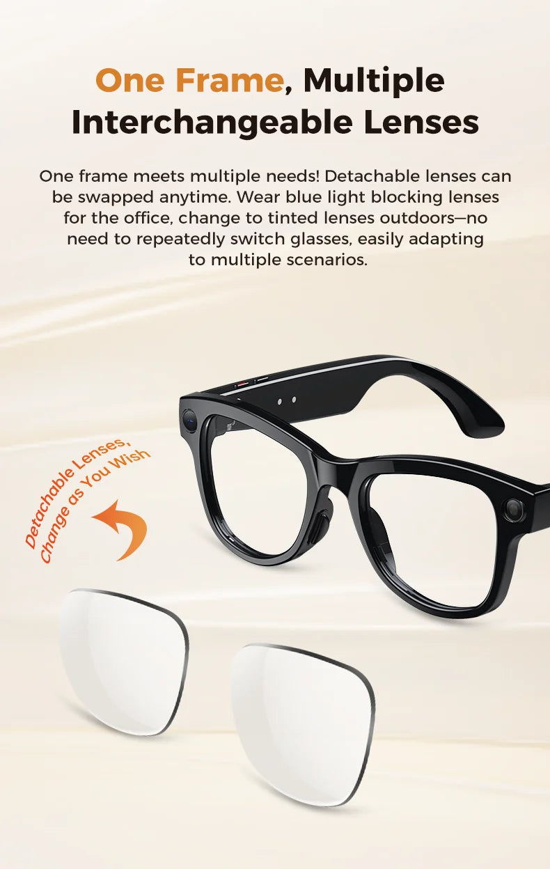 2026 Smart AI Glasses 4K 800W Camera 3600mAh Power Bank 32GB Memory 120+ Translation ChatGPT Music Photos &Video Sunglasses Men