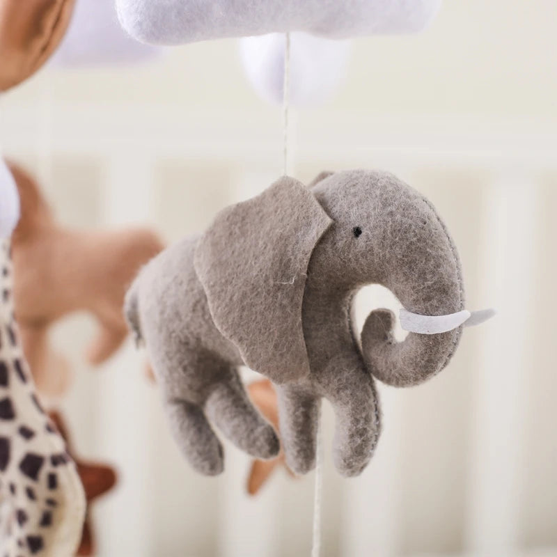 Wooden Crib Mobile with Soft Felt Animals – Newborn Bed Bell & Music Box - I YAN