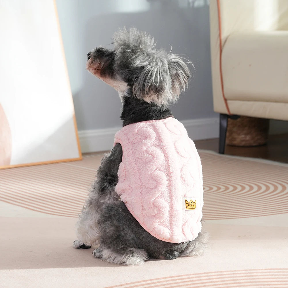 Soft fleece dog sweater by I YAN for small dogs and cats, warm autumn winter puppy vest, ideal for French Bulldogs and Yorkshire pets.