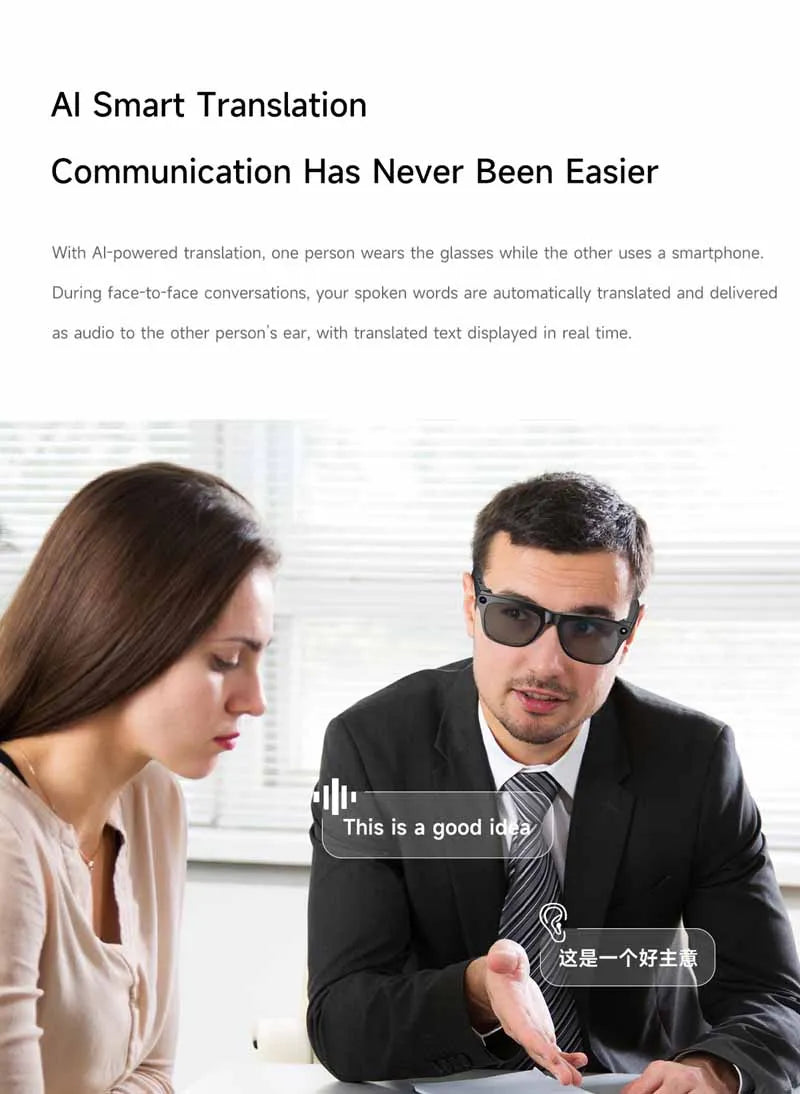 For Xiaomi AI Smart Glasses Photochromic Glasses 4K HD Camera Chat GPT Bluetooth Call Video Music Touch Translate Sunglasses