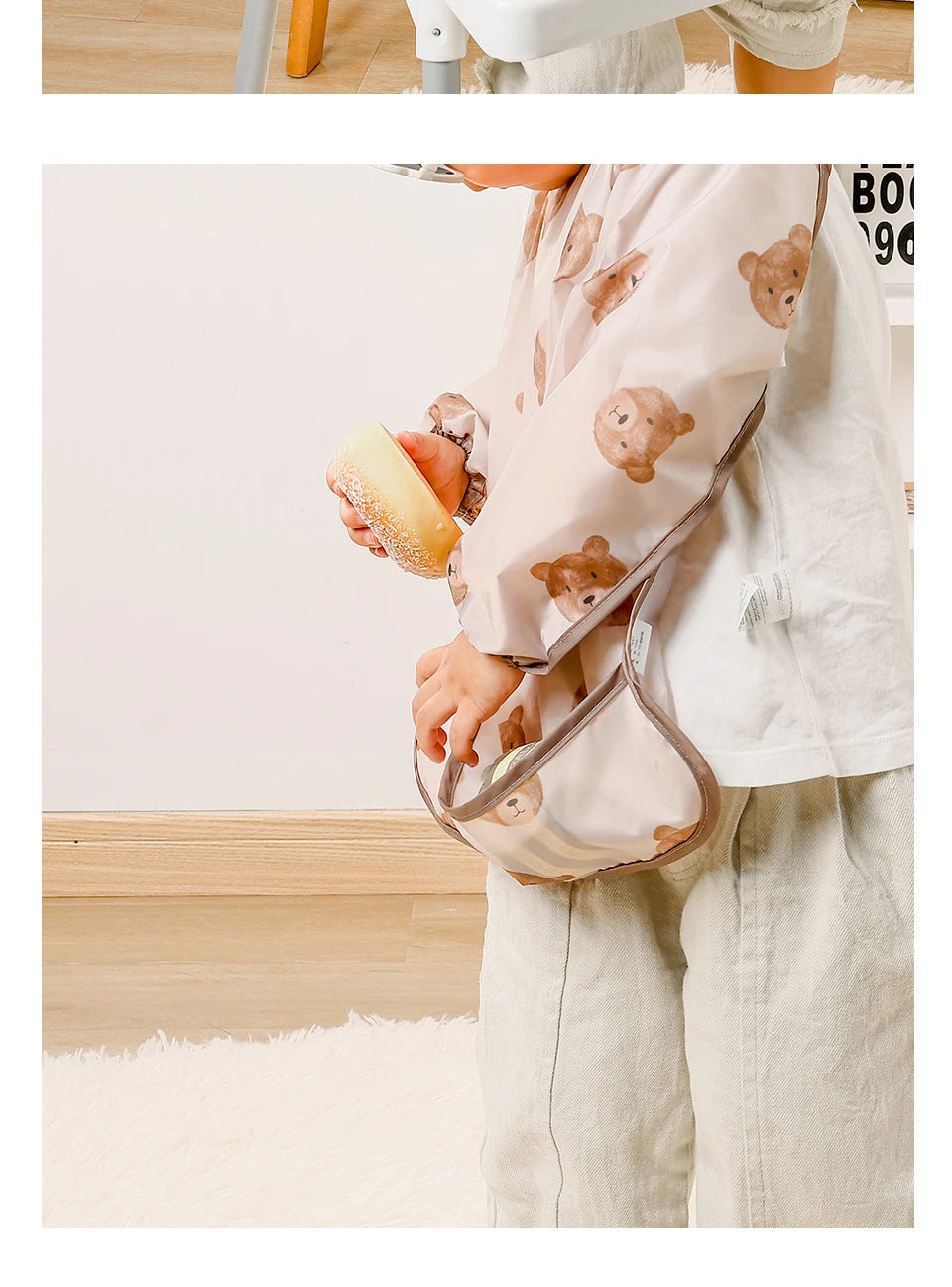 Elinfant 1PC Long Sleeve Bibs, Waterproof Feeding Bibs,Washable Burp Cloth,Coveralls Bibs,Easy To Clean,Wash-Free Eating Bibs