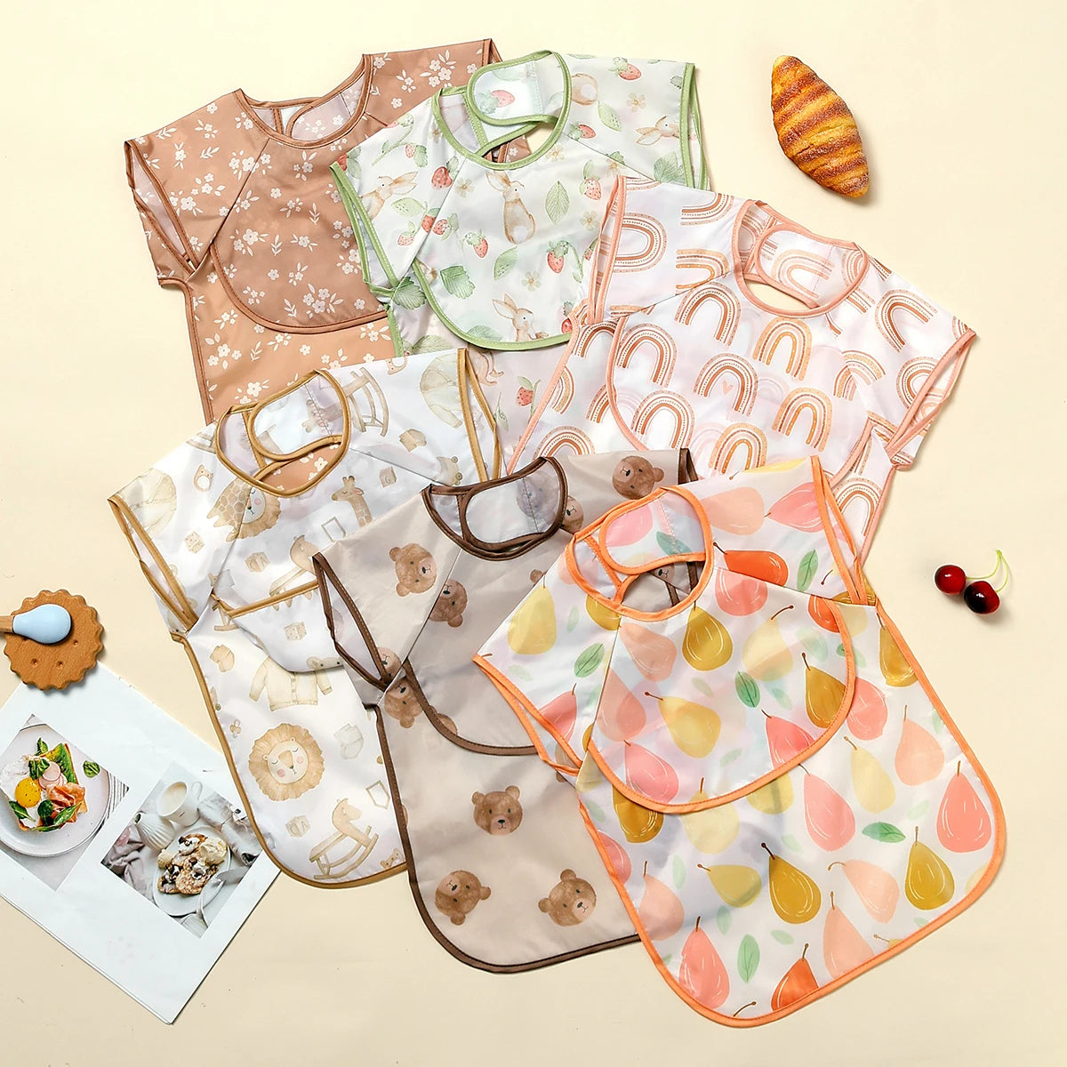 Elinfant Eating Feeding Bibs,Easy To Clean Burp Cloth,Wash-Free Eating Bibs,Smock Apron For Boys Girls, Baby Food Accessories