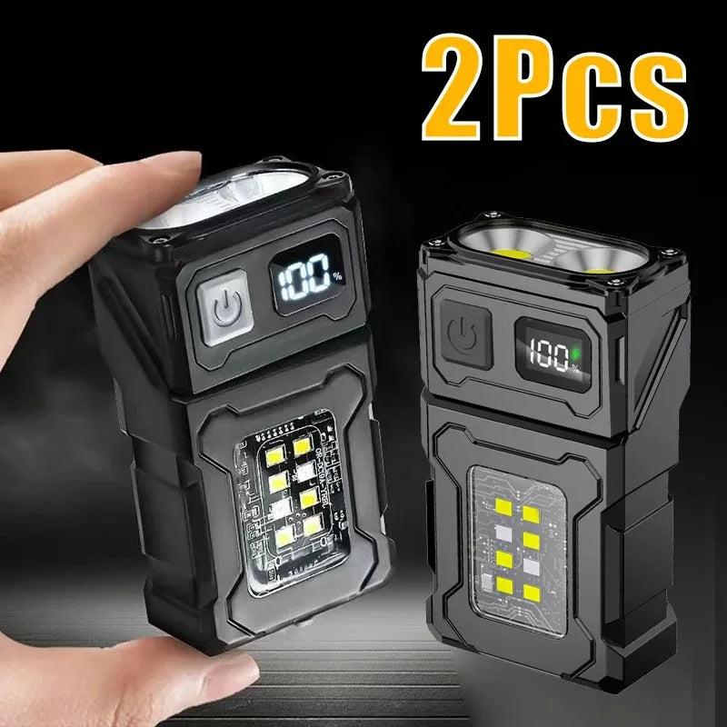 Tactical Edc Flashlight Light Portable Multifunctional Torch USB Rechargeable Outdoor Camping Emergency Light Fishing Lanter