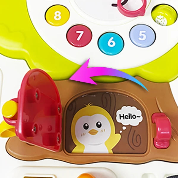 I YAN Montessori busy board for toddlers with sensory toys, music, LED lights, travel-friendly activity toy for 2+ year old boys and girls