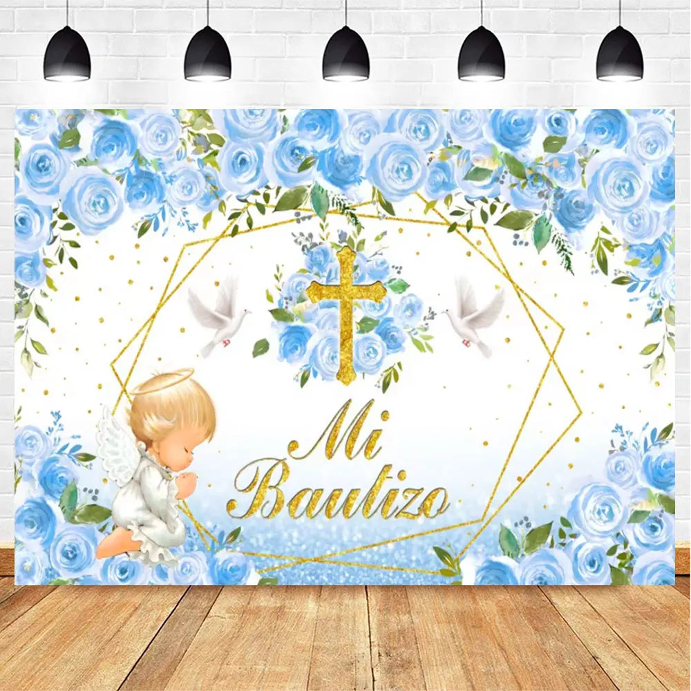 My First Communion Theme God Bless Boy Girls Party Decoration Supplie Grail God Bless Baptism Christening Baby Shower Background